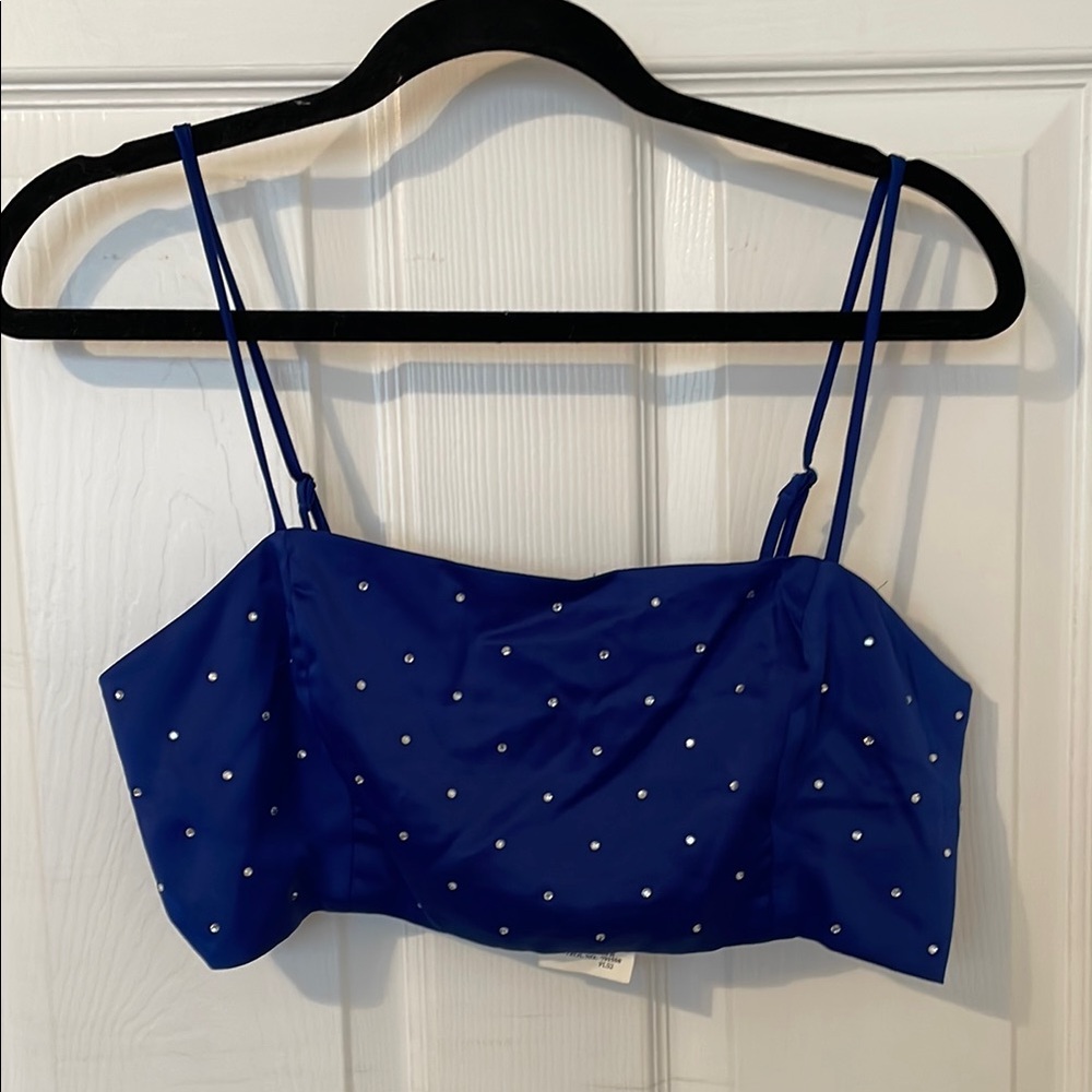 House of Harlow 1960 Royal Blue Studded Crop Top